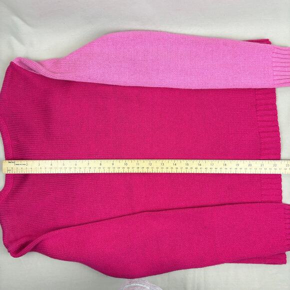 Pink Color Block Button Up Christmas Holiday Party Sweater Women's Small - Picture 11 of 12